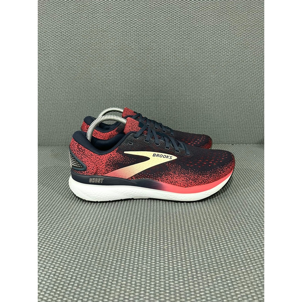 Brooks Ghost 16 Red Navy Blue Womens Athletic Running Walking Sneakers Size 10